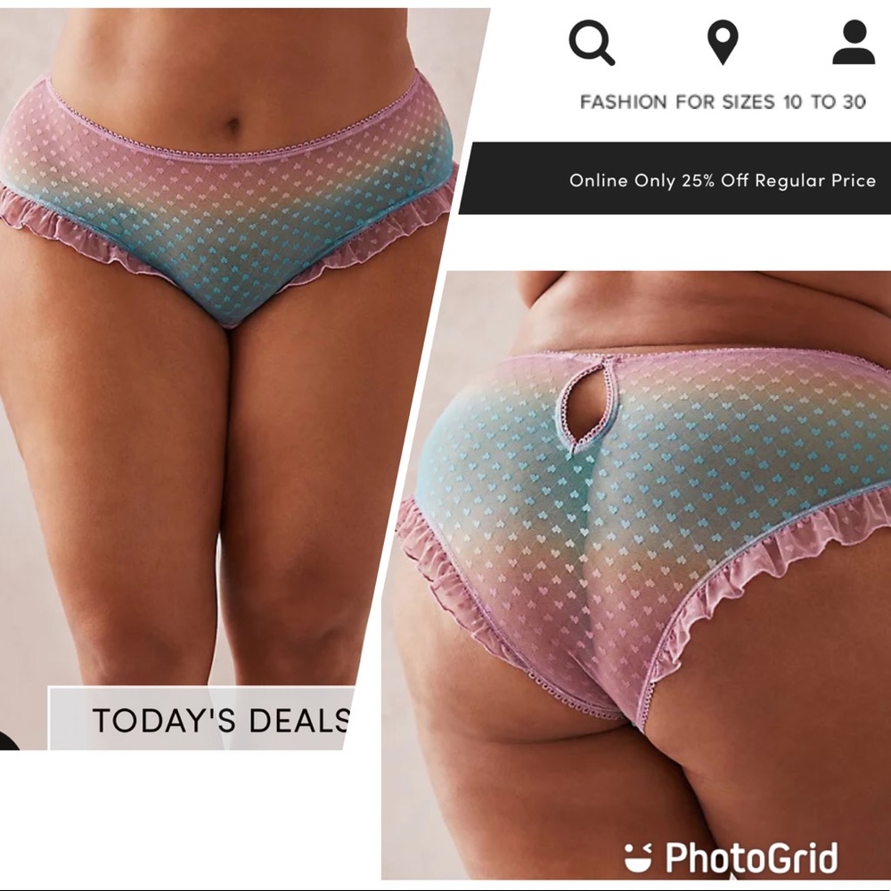Torrid pink ombré ❤️ mesh ruffle cheeky panty NWT